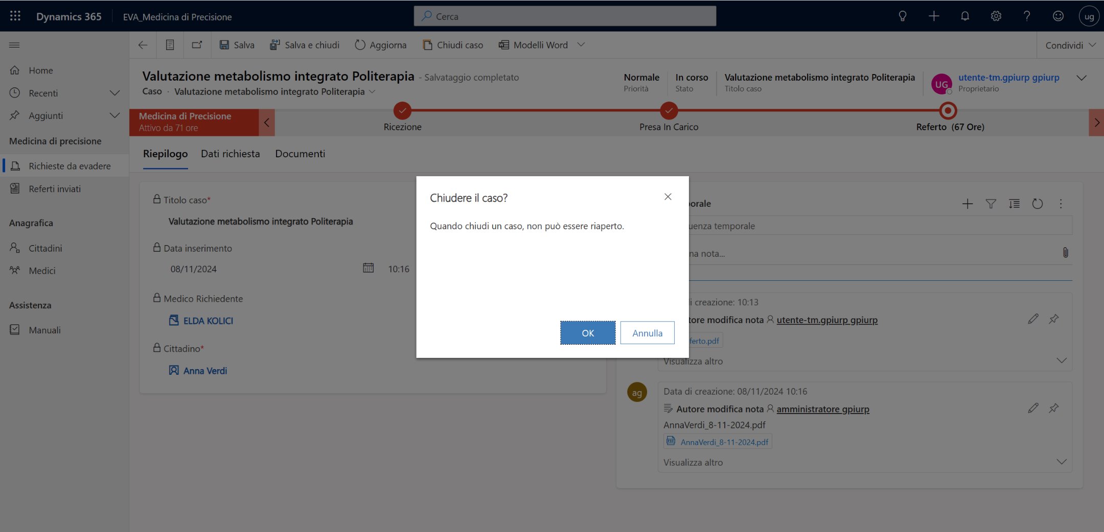 imagine Chiusura di una richiesta