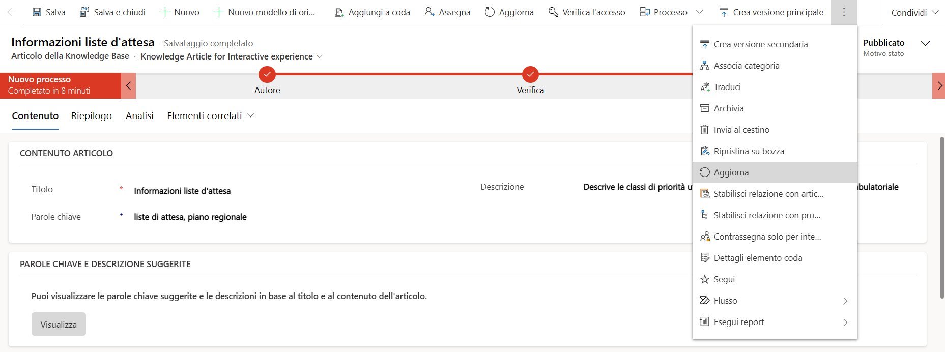 imagine Aggiornare gli articoli della Knowledge Base