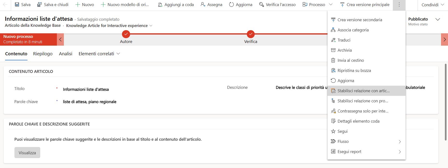 imagine Aggiornare gli articoli della Knowledge Base