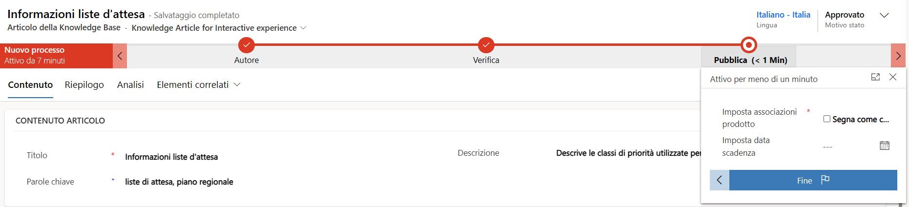 imagine Pubblicare gli articoli della Knowledge Base