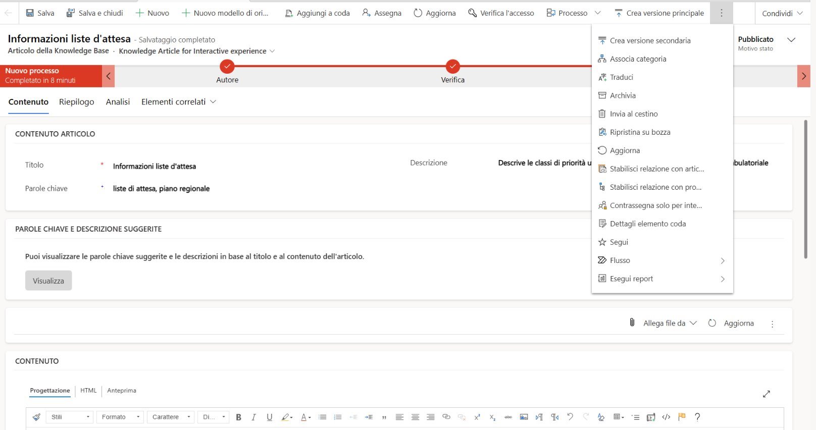 imagine Pubblicare gli articoli della Knowledge Base