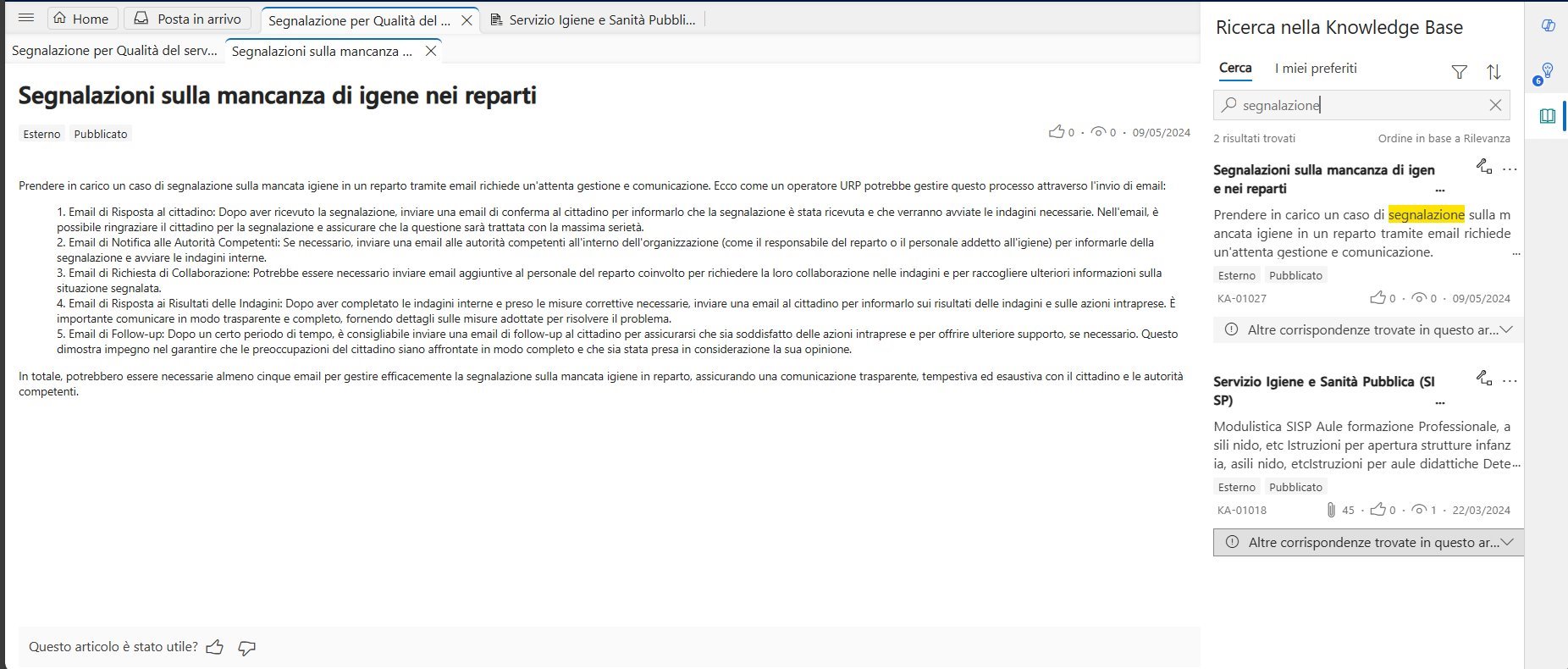 imagine Ricerca nella Knowledge Base